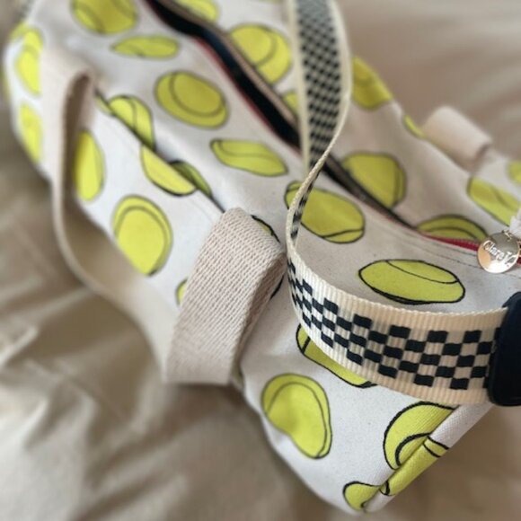 BNWT Clare V Tennis Ball Canvas Duffle w/ added Clare V checkerboard strap - Picture 1 of 9
